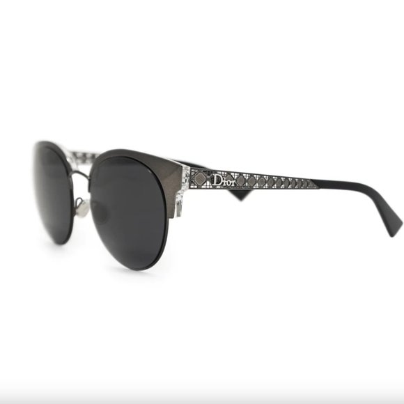 Christian DiorDiorama Dioramamini 50 807 Black Sole Sunglasses Grey Silver